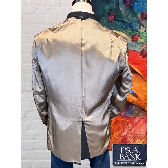 Jos A Bank 48R Gray Blue Red Pinstripe Blazer Casual Sport Coat Jacket Repair - Picture 8 of 16